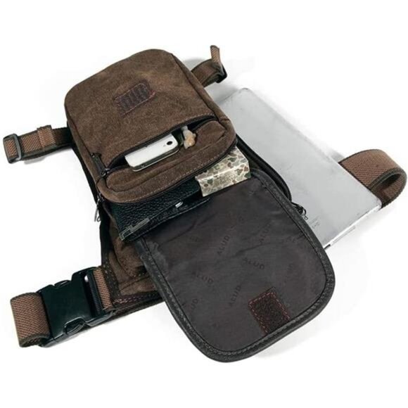 Canvas Waist Pack Drop Leg Bag Belt Bumbag Multi-Purpose Motorcycle bag - Picture 6 of 7